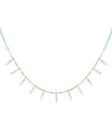 KETTING MET BLAUWE KRALEN GOUD