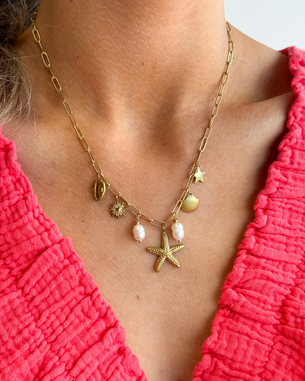 BEDELKETTING ZEESTER GOUD
