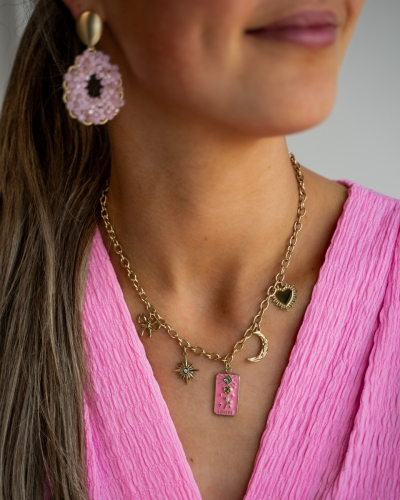 Gossip BEDELKETTING ROZE HANGER GOUD