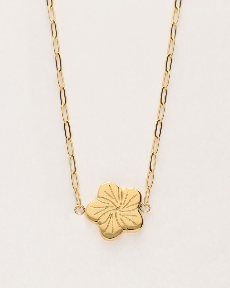ART SCHAKELKETTING MET BLOEM GOUD