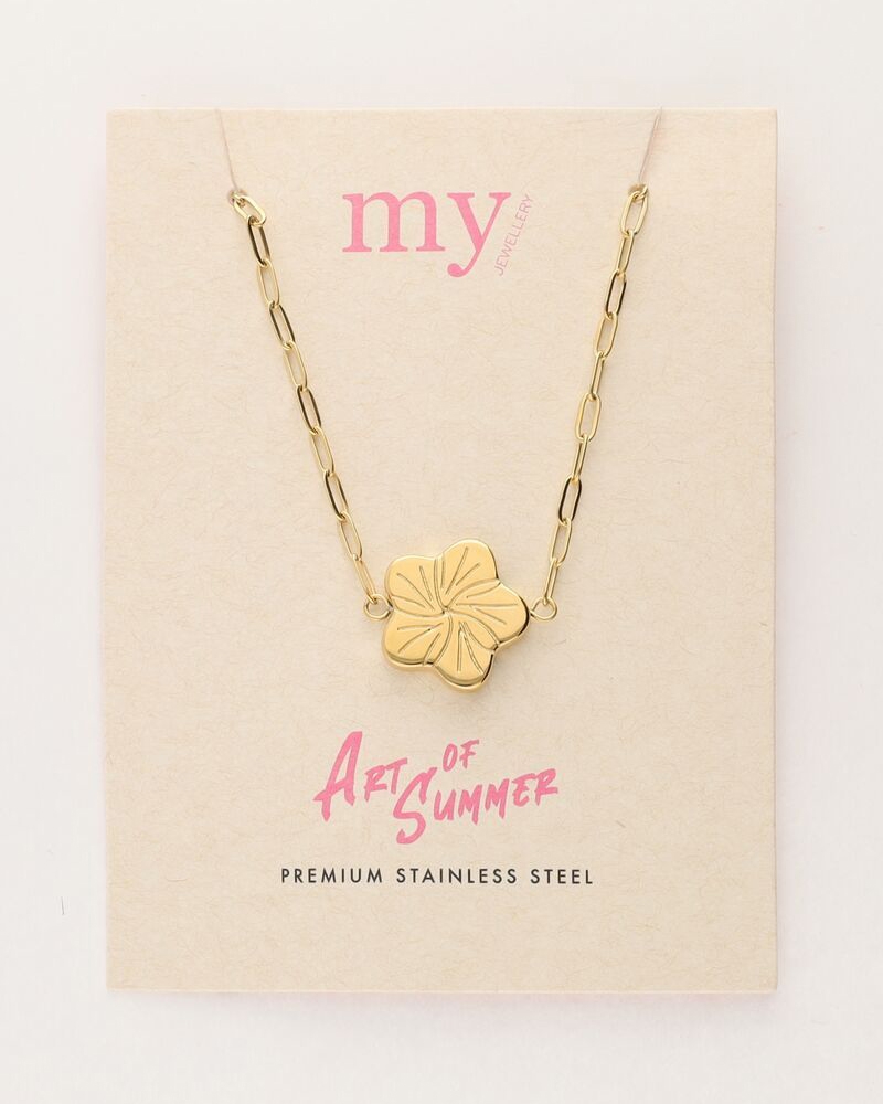 ART SCHAKELKETTING MET BLOEM GOUD