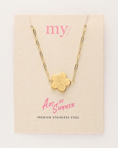 ART SCHAKELKETTING MET BLOEM GOUD
