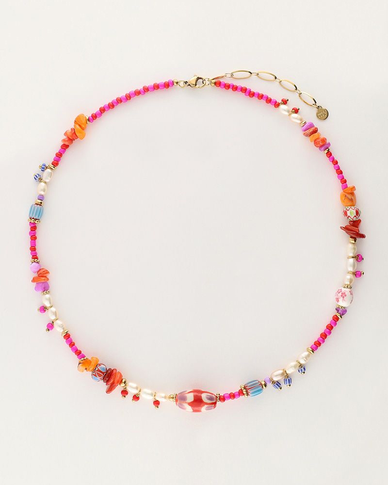 ART GEKLEURDE KRALEN KETTING