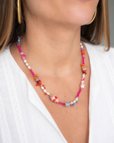 My Jewellery ART GEKLEURDE KRALEN KETTING