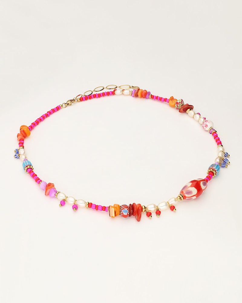 ART GEKLEURDE KRALEN KETTING