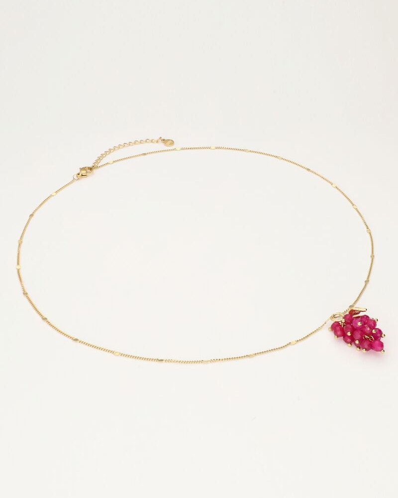KETTING MET FUCHSIA DRUIVENTROS GOUD