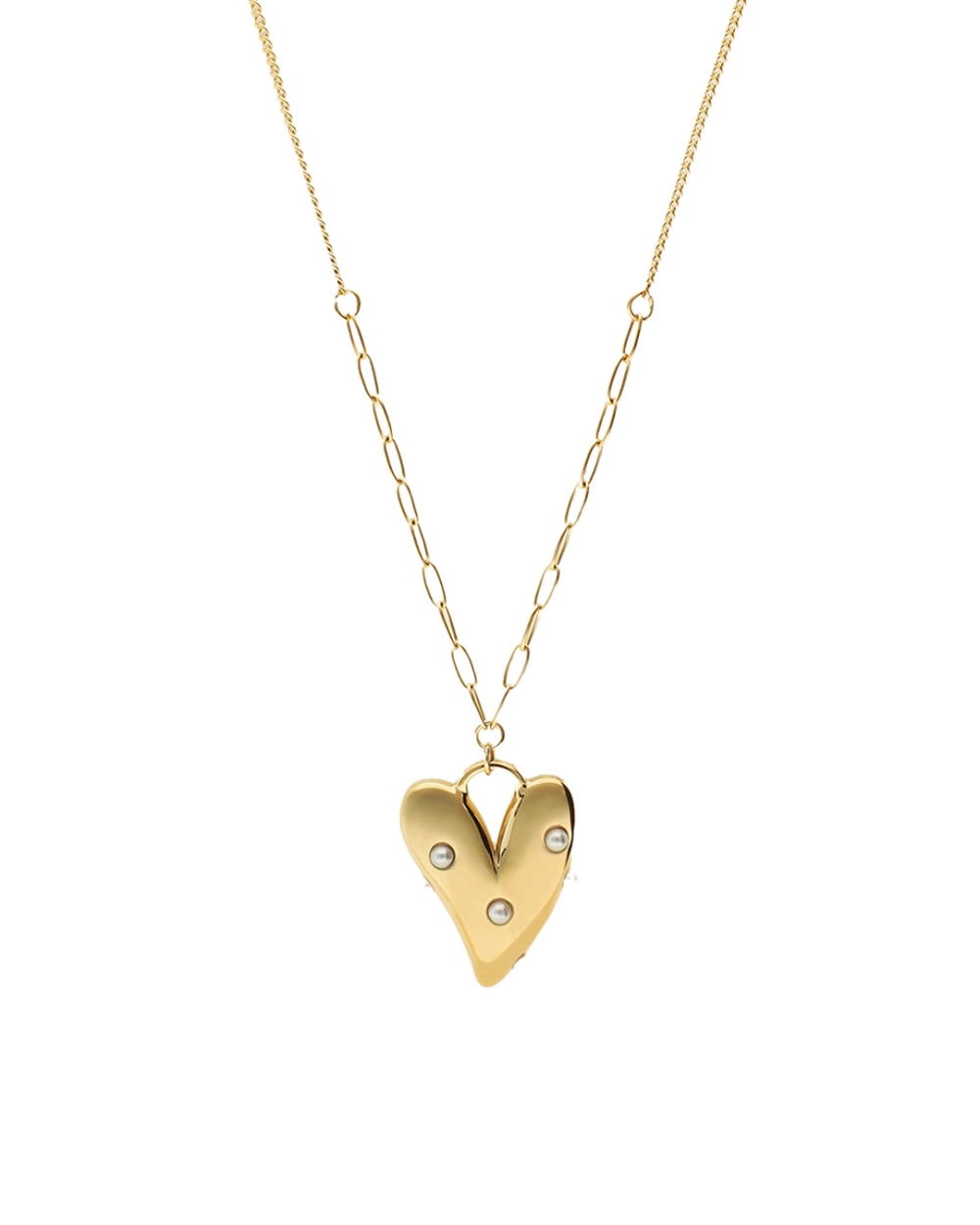 KETTING HART MET PARELS GOUD