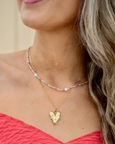 Gossip KETTING HART MET PARELS GOUD