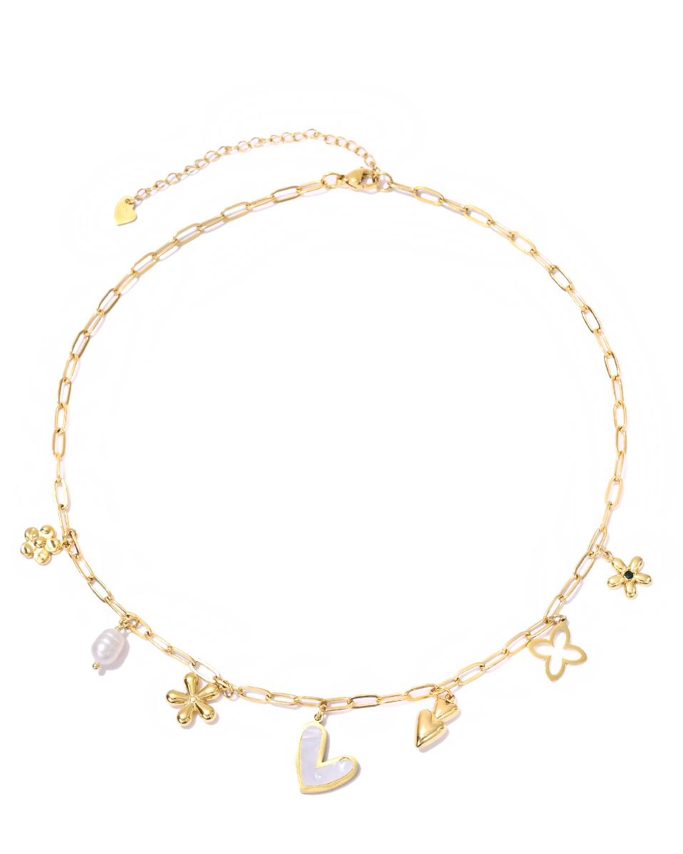 BEDEL KETTING LOVE PEARL GOUD