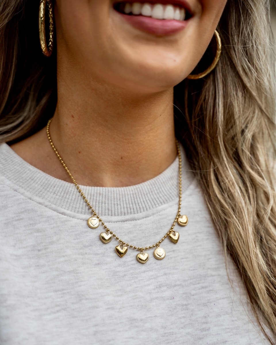 BEDEL KETTING HARTJES GOUD