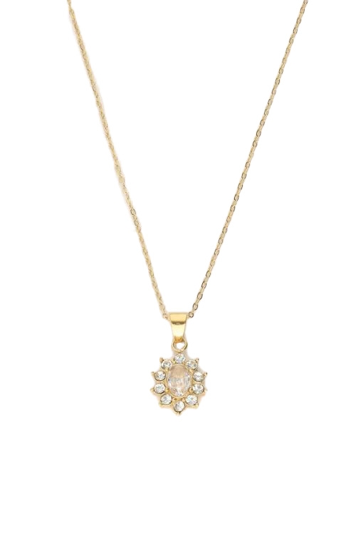 VINTAGE KETTING MET TRANSPARANTE STRASS GOUD