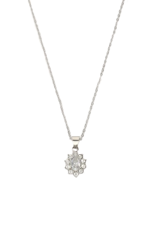 VINTAGE KETTING MET TRANSPARANTE STRASS ZILVER