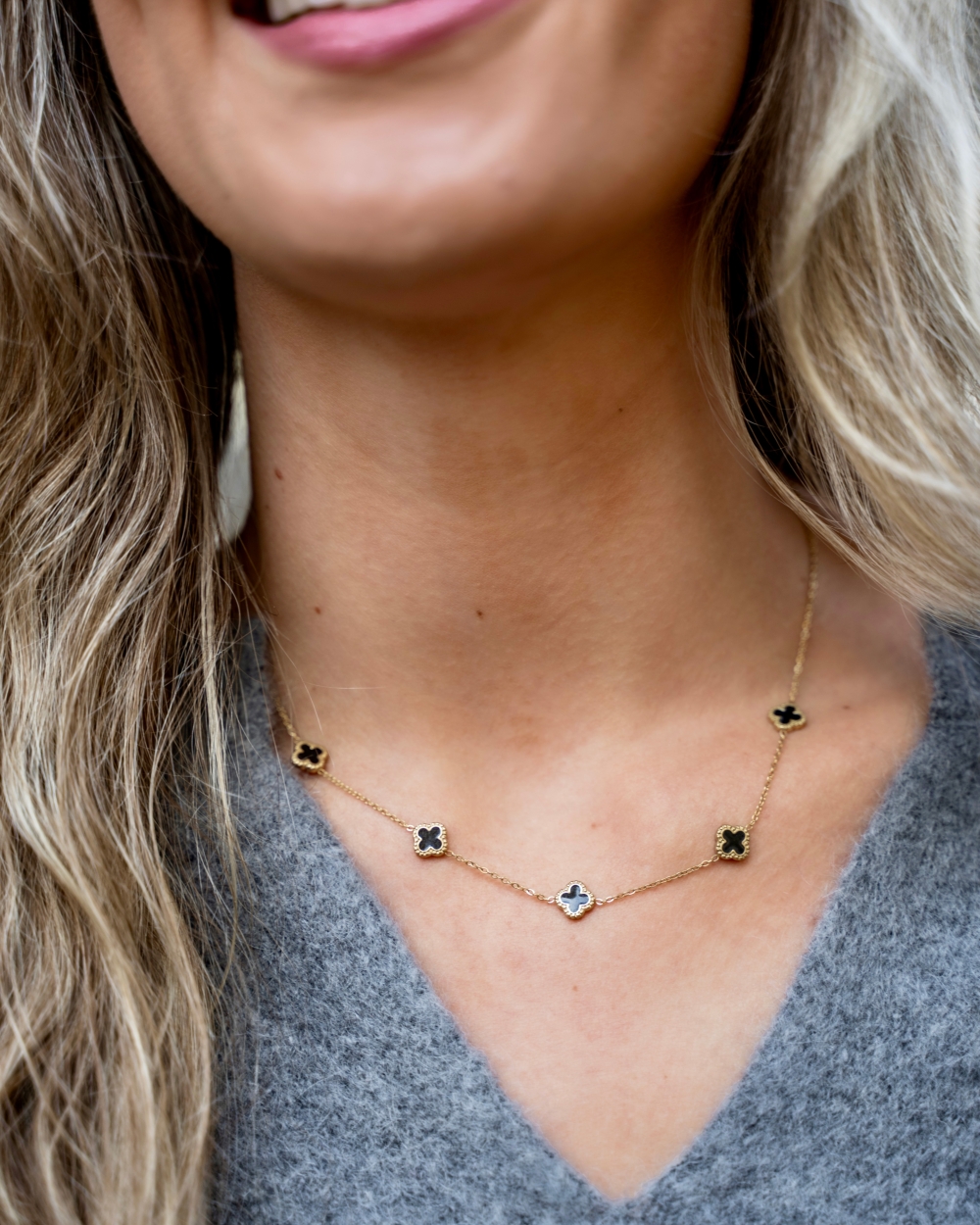 KETTING 5 KLAVERTJES GOUD