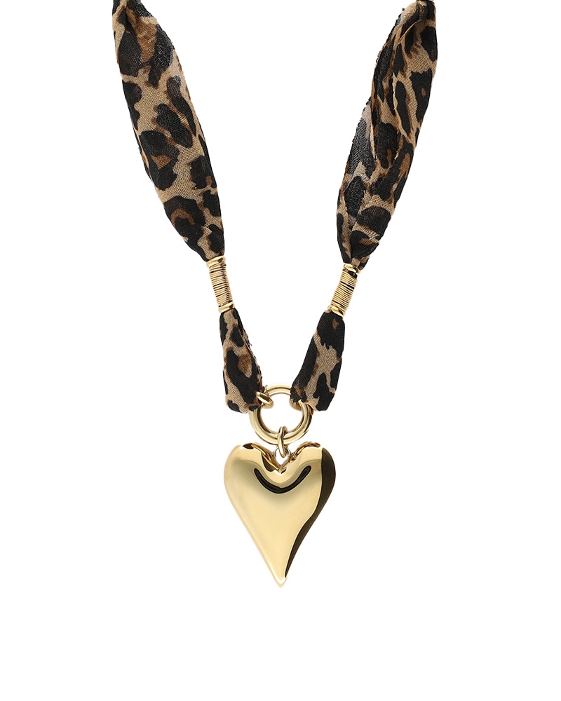 PANTERPRINT KETTING MET STATEMENT HART GOUD
