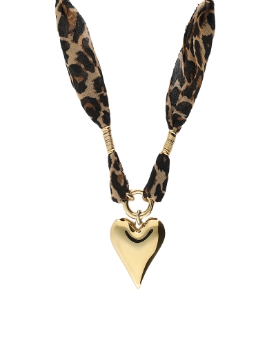 My Jewellery Necklace leopard cord heart MJ12040
