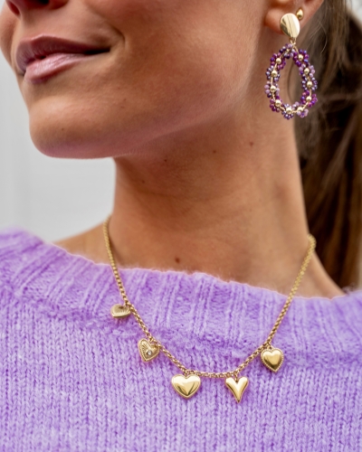 KETTING BEDEL HARTJES GOUD