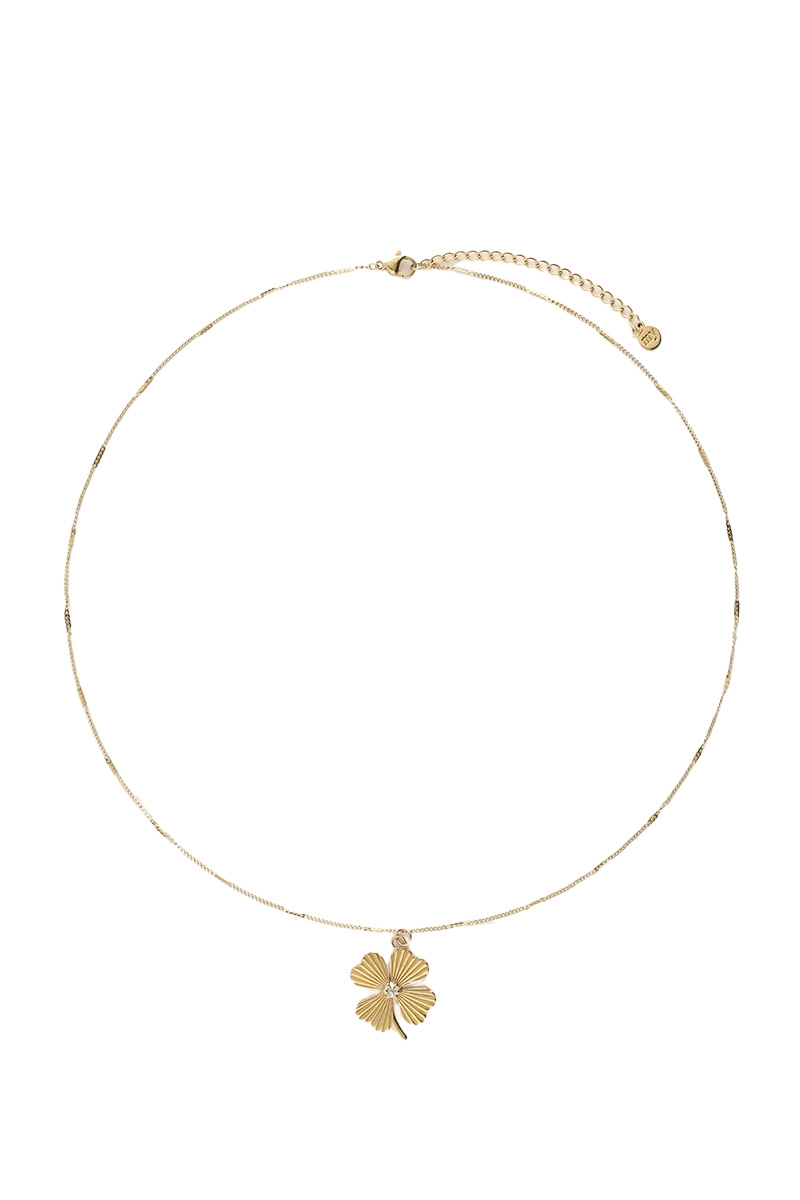 KETTING MET KLAVER GOUD