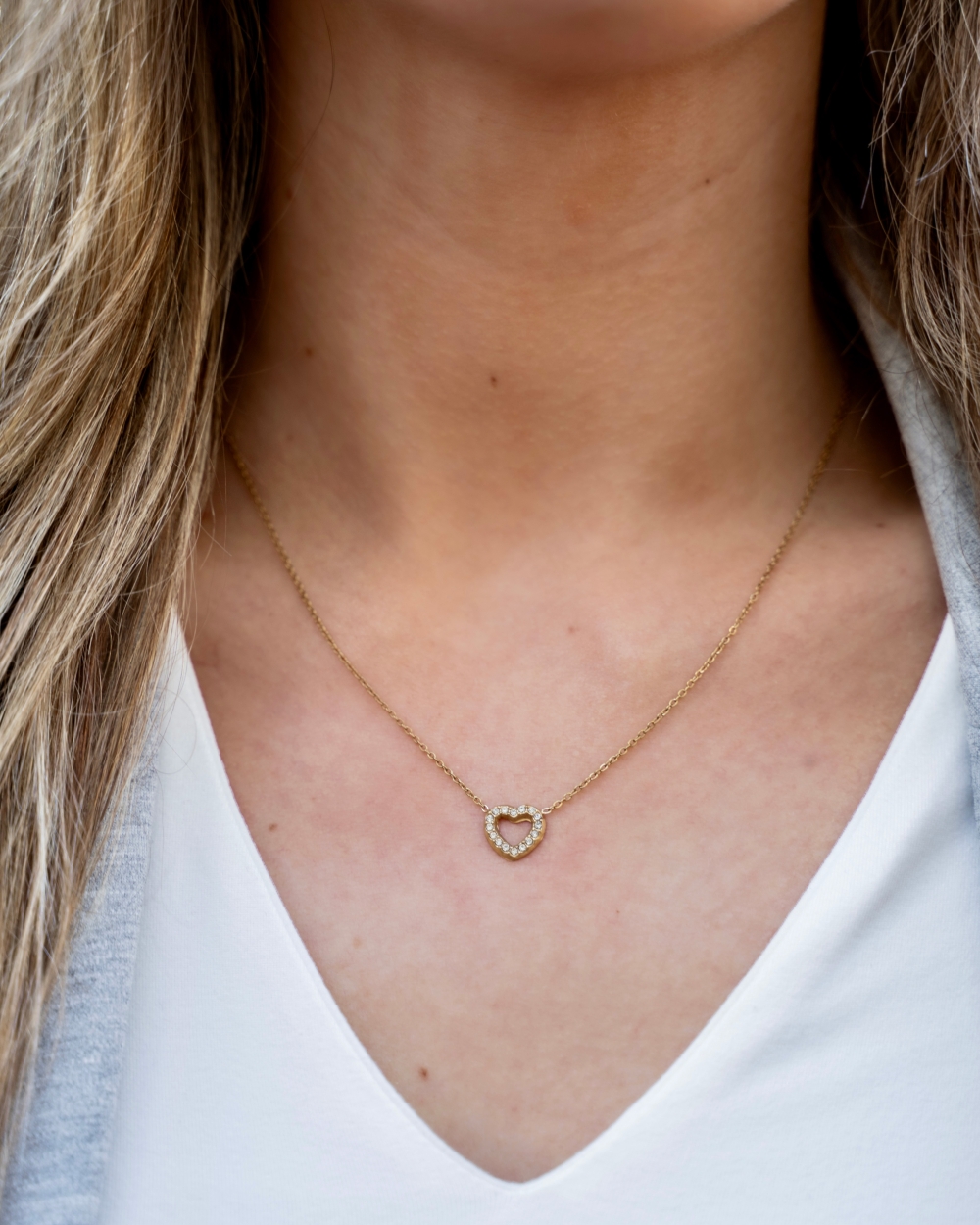 KETTING HARTJE EN STEENTJES GOUD