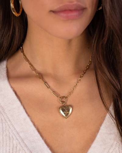 My Jewellery KETTING VINTAGE LOCKET JE T'AIME GOUD