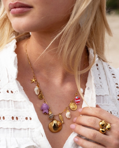 My Jewellery NECKLACE CHARMS FISH & SHELL GOUD