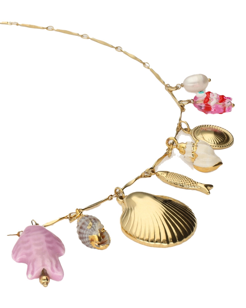 NECKLACE CHARMS FISH & SHELL GOUD
