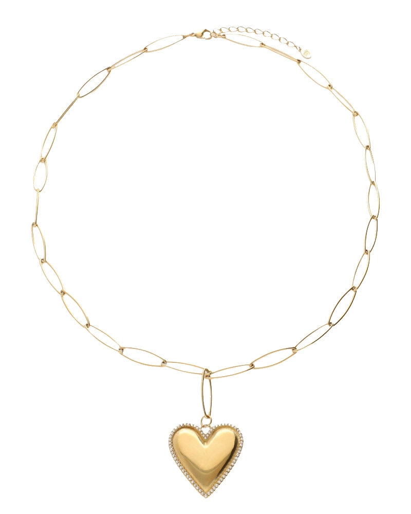 SCHAKELKETTING MET HART EN PARELS