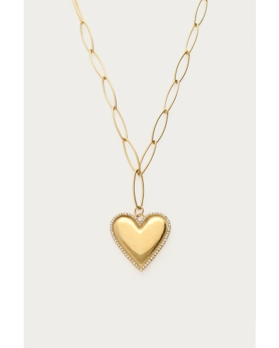 SCHAKELKETTING MET HART EN PARELS
