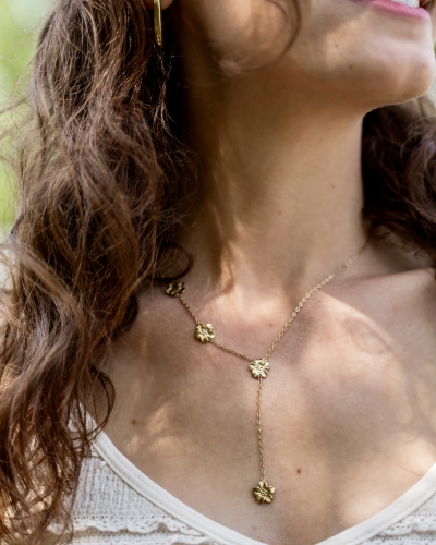 Gossip Y KETTING MET BLOEMEN GOUD