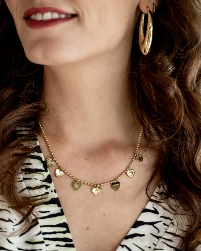 Gossip BEDELKETTING HARTJES MIX GOUD