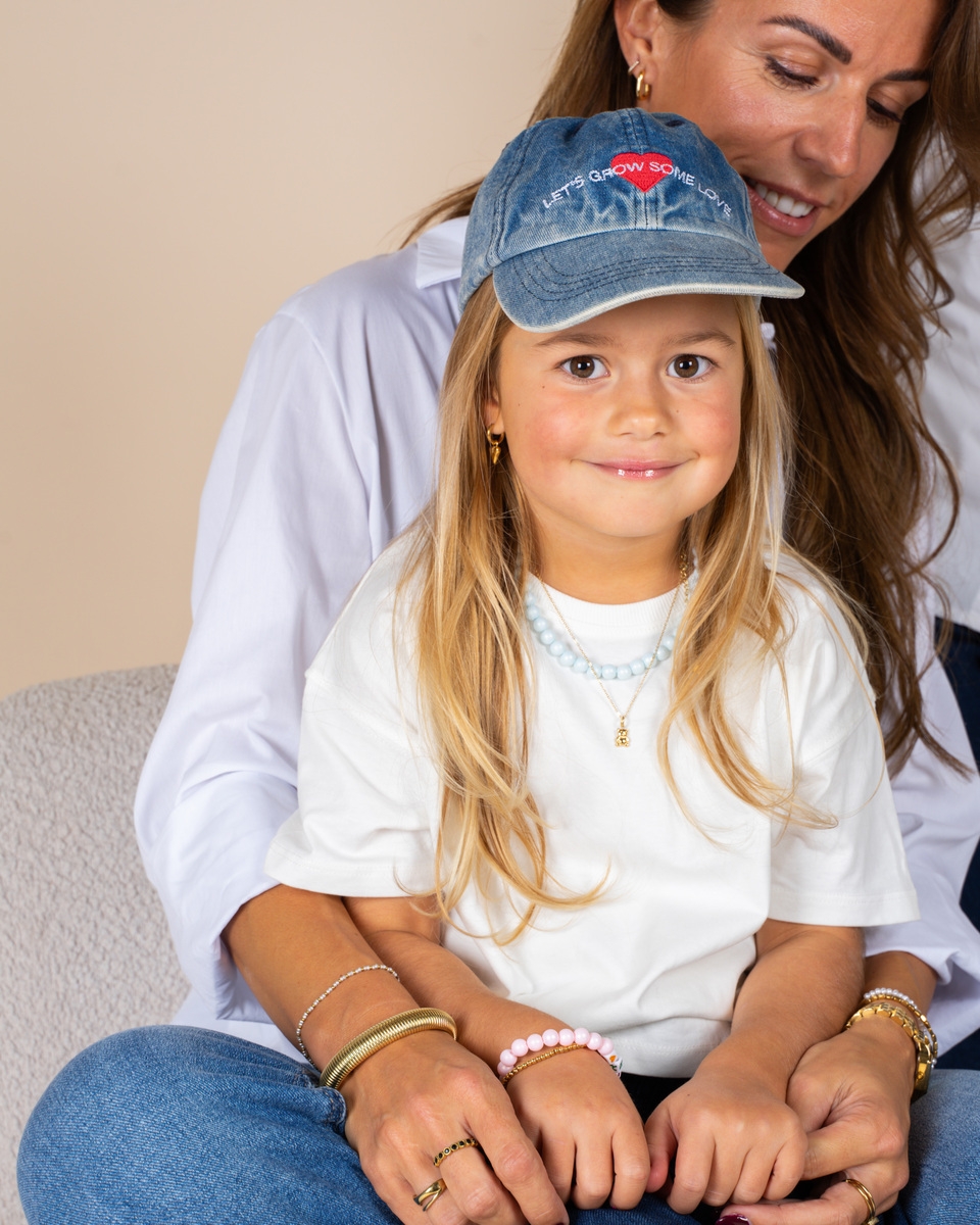 MEISJES KETTING MET GROVE KRALEN LICHTBLAUW