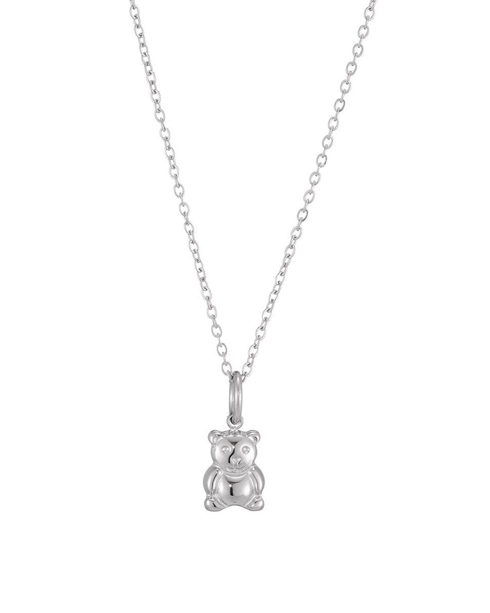 MEISJES KETTING MET BEERTJE ZILVERKLEURIG