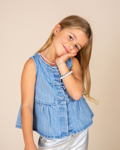 MEISJES KETTING PARELS EN HARTJE ROZE