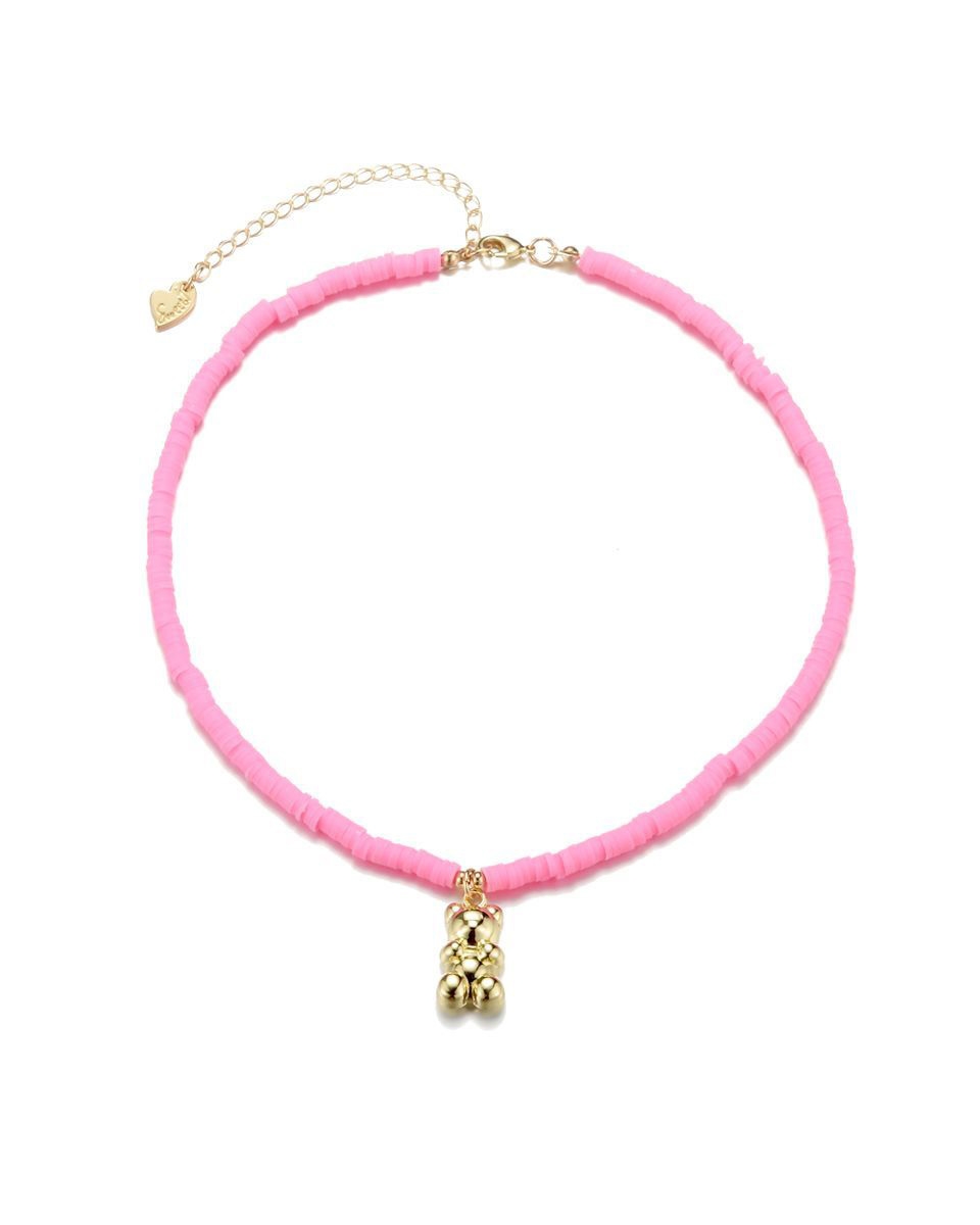 MEISJESKETTING KRALEN EN BEERTJE ROZE