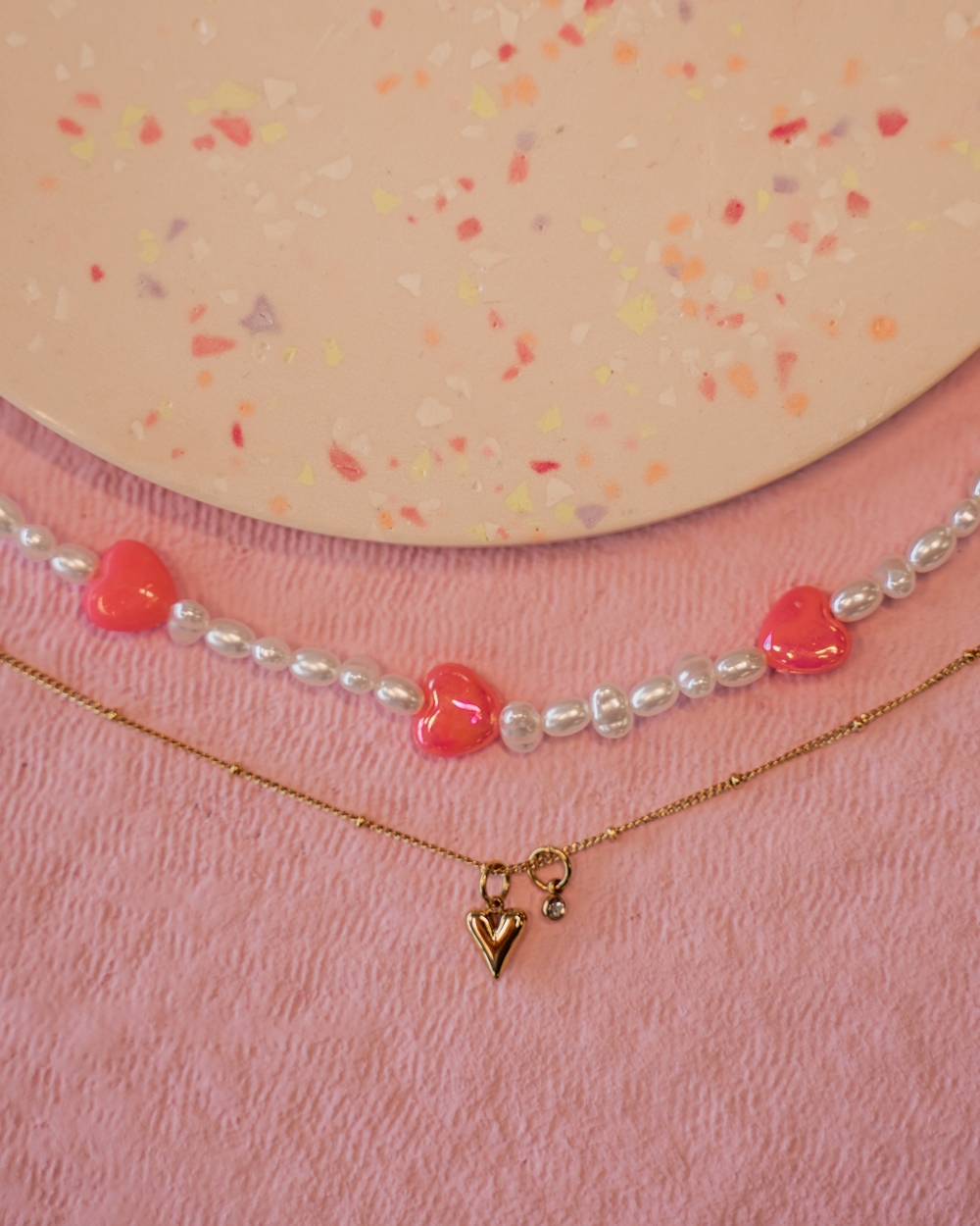 MEISJES KETTING HART EN STEENTJE