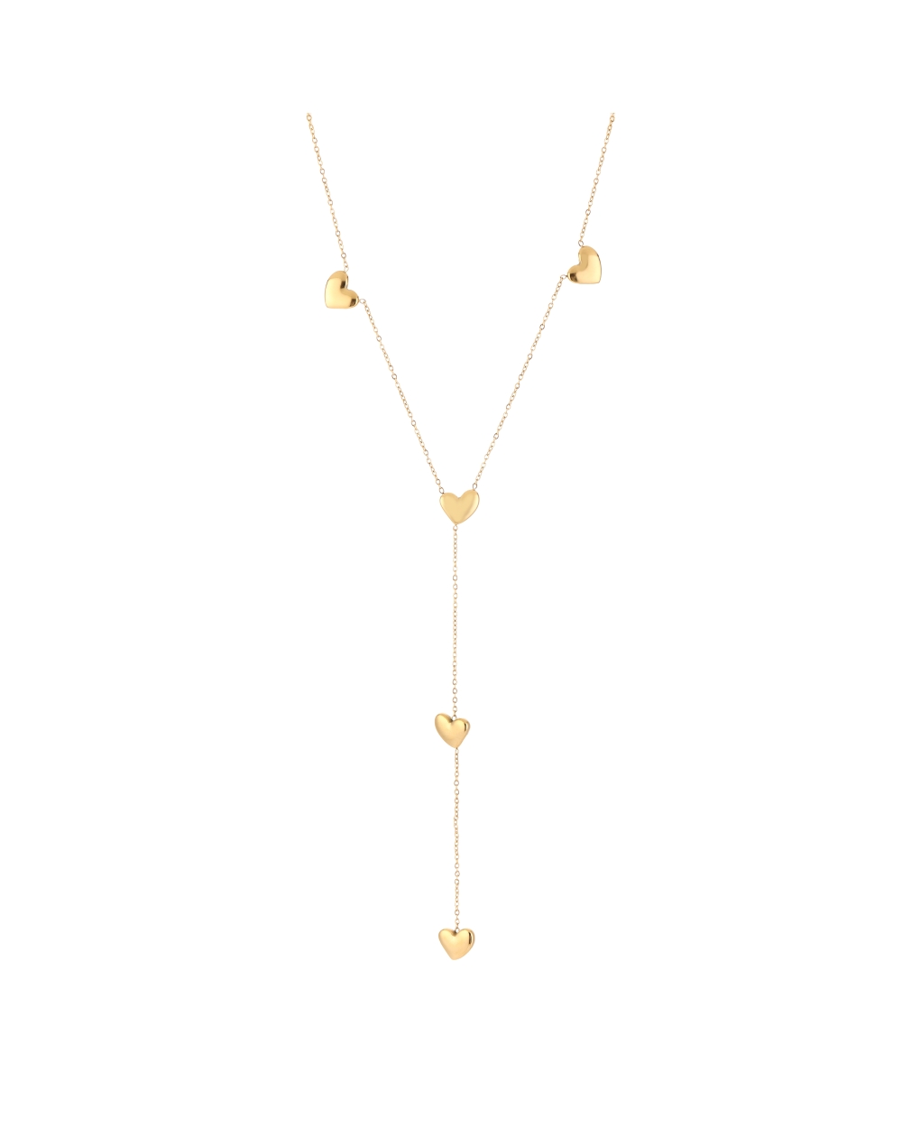 LANGE V-KETTING MET HARTJES GOUD