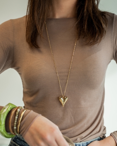 LANGE KETTING MET HART GOUD