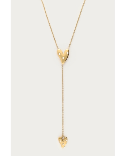 LANGE KETTING MET HARTJES EN PARELS