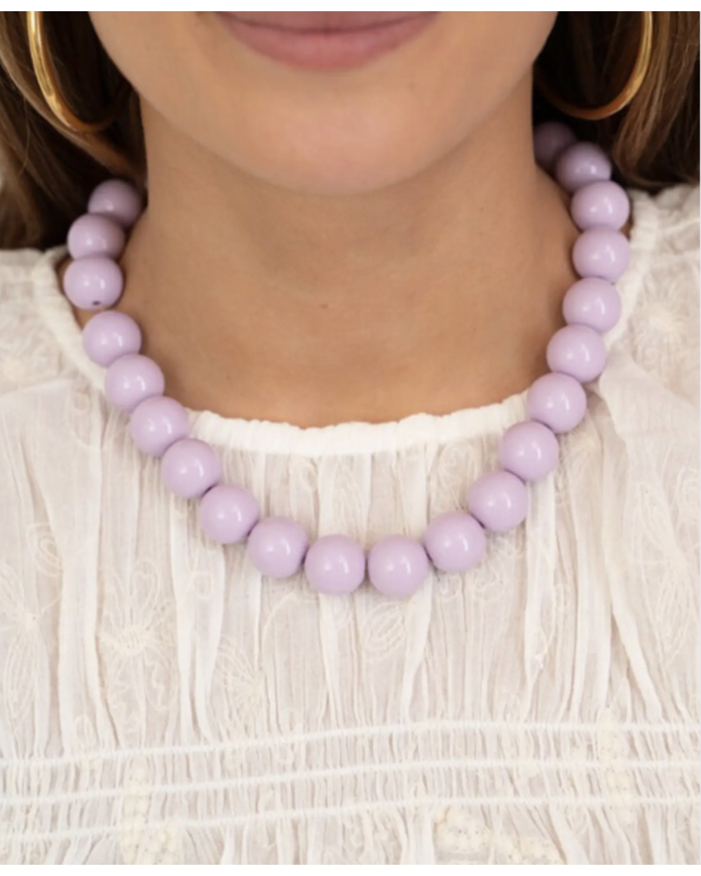 KETTING MET GROVE KRALEN LILA