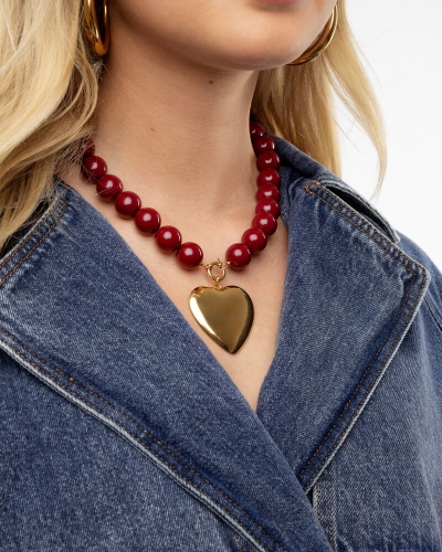 STATEMENT KETTING MET KRALEN BURGUNDY