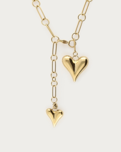 LANGE SCHAKELKETTING Y HARTJES