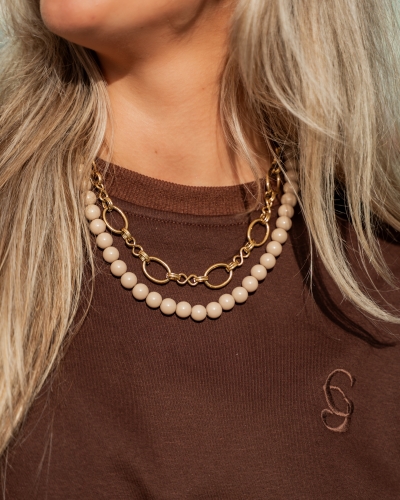 Gossip KETTING MET KRALEN BEIGE 
