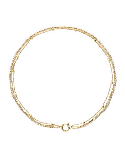 My Jewellery MIDNIGHT DRIEDUBBELE KETTING MET STRASS