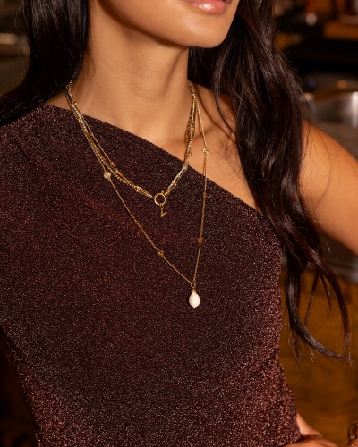 My Jewellery MIDNIGHT DRIEDUBBELE KETTING MET STRASS