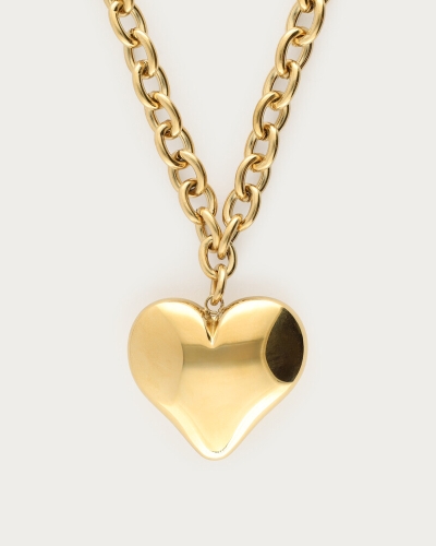 GROVE LANGE SCHAKELKETTING MET CHUNKY HART GOUD