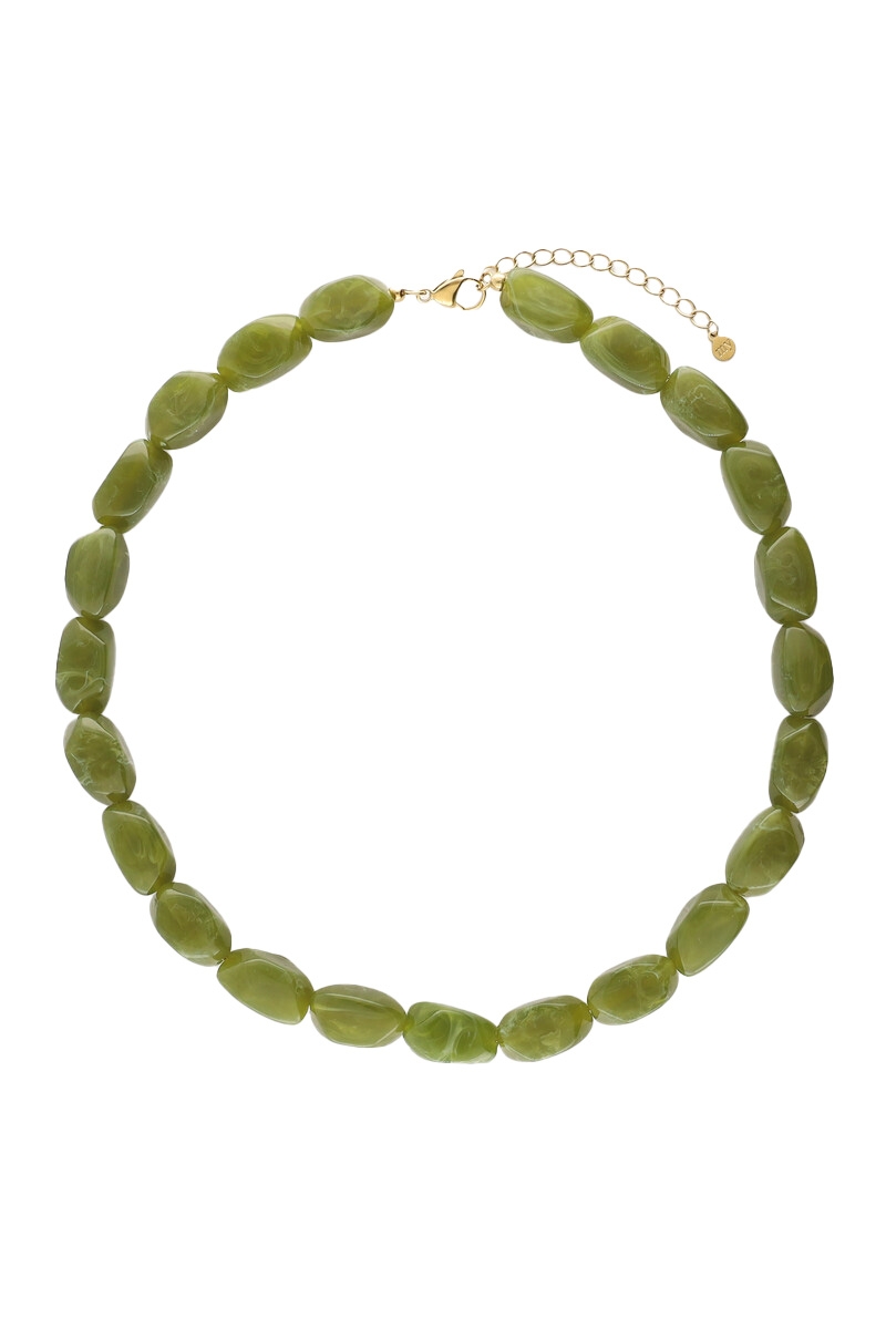KETTING MET OVALEN KRALEN GROEN