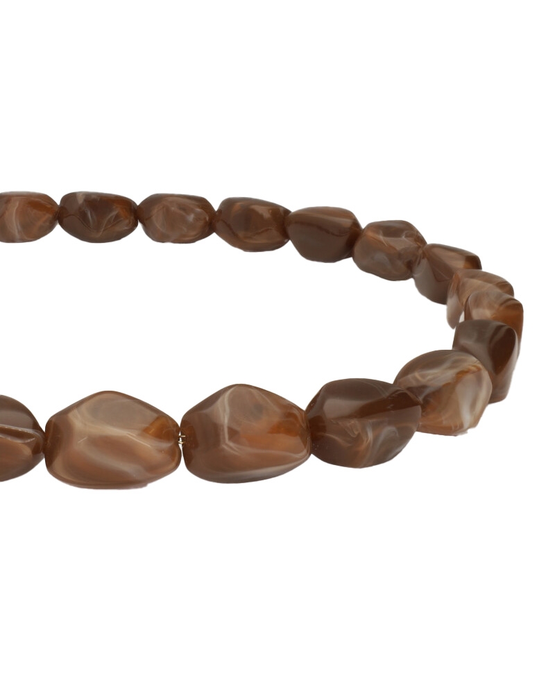 KETTING MET OVALEN KRALEN DONKERBRUIN