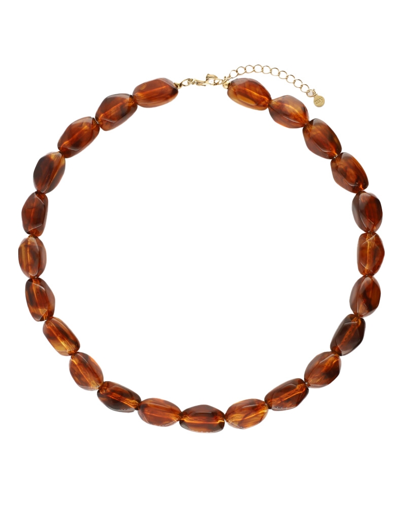 KETTING MET OVALEN KRALEN BRUIN