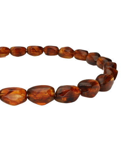 KETTING MET OVALEN KRALEN BRUIN