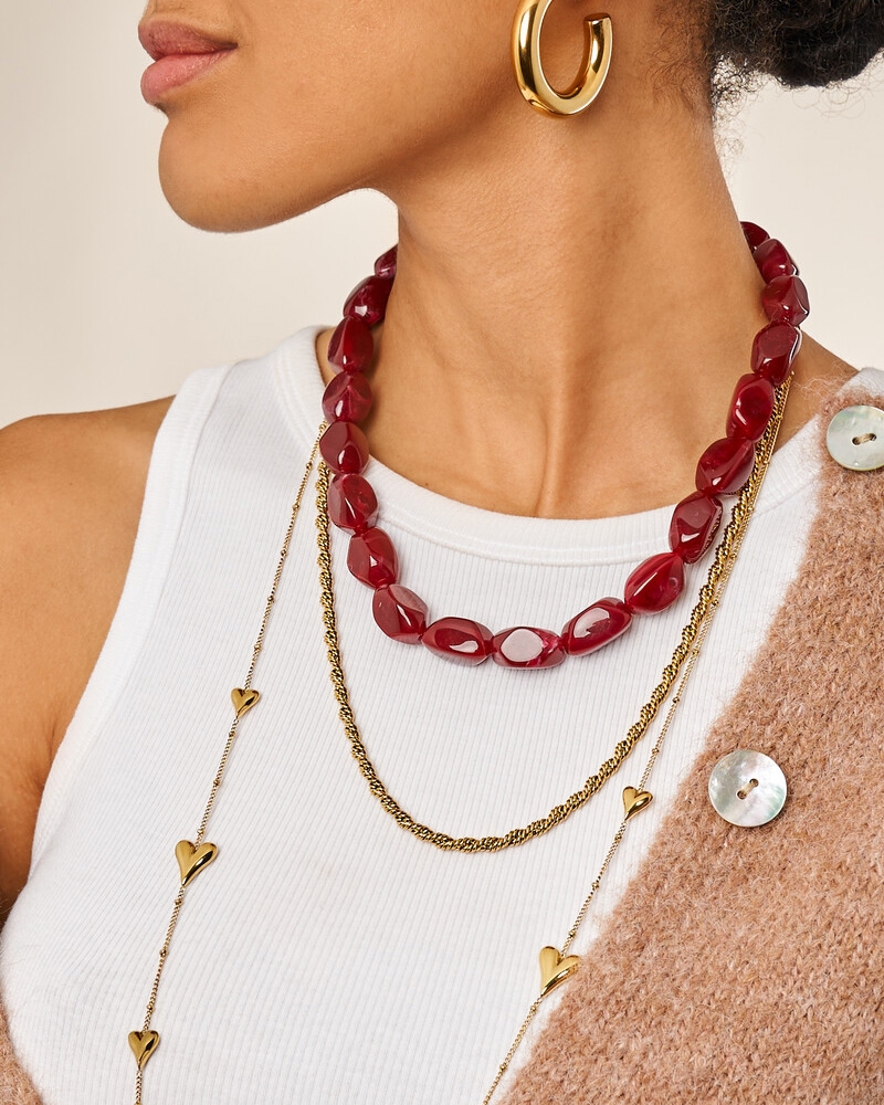 KETTING MET OVALEN KETTING BURGUNDY