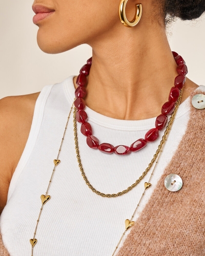 KETTING MET OVALEN KETTING BURGUNDY